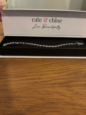 Cate & Chloe Olivia 18k White Gold Plated Tennis Bracelet simulated diamonds NIB